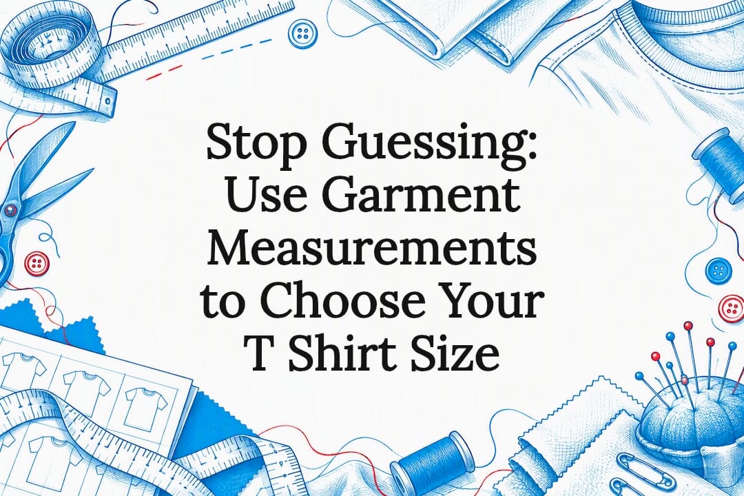 Decorative T shirt sizing measurement title card