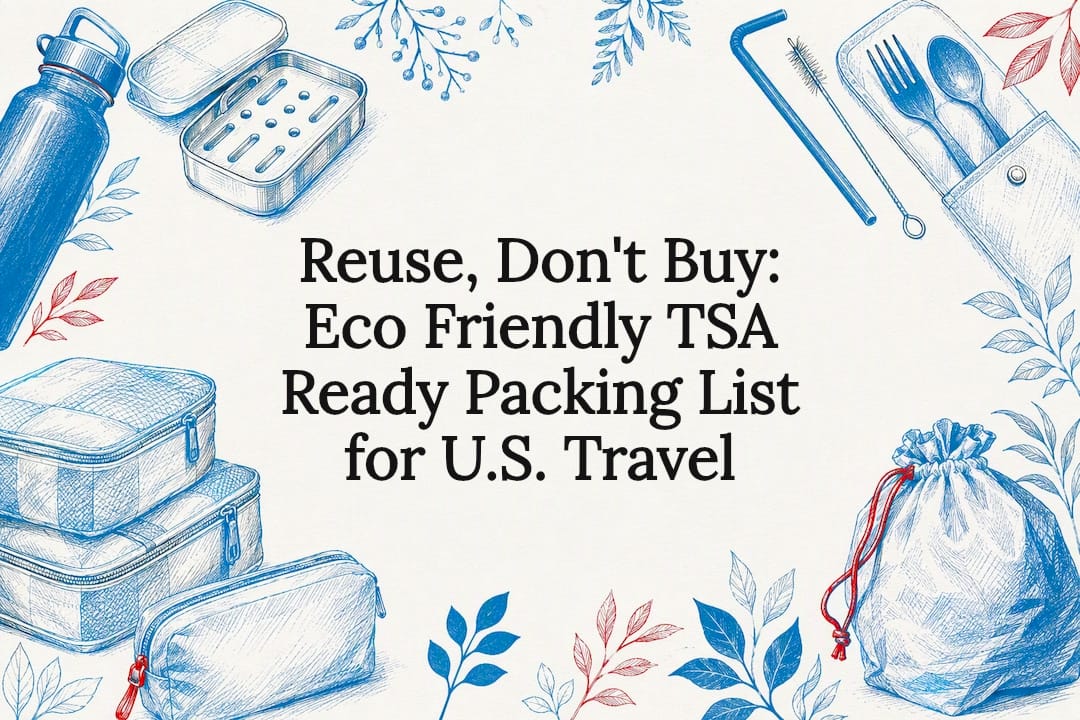 Decorative eco-friendly travel packing illustration