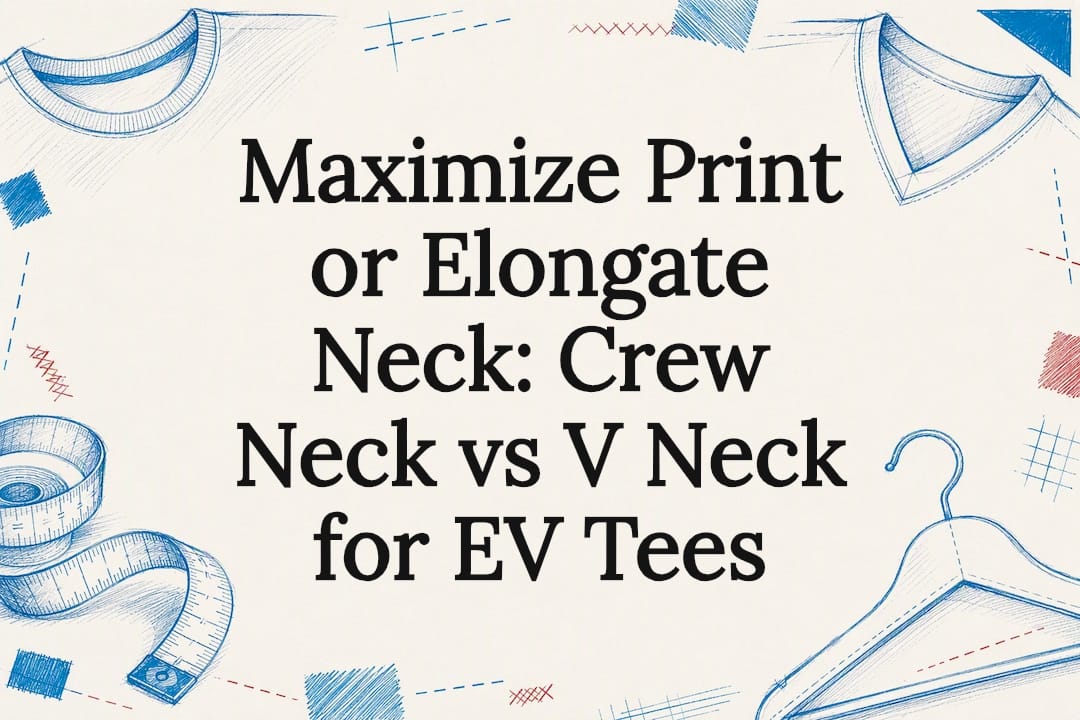 Decorative crew neck versus V neck title card