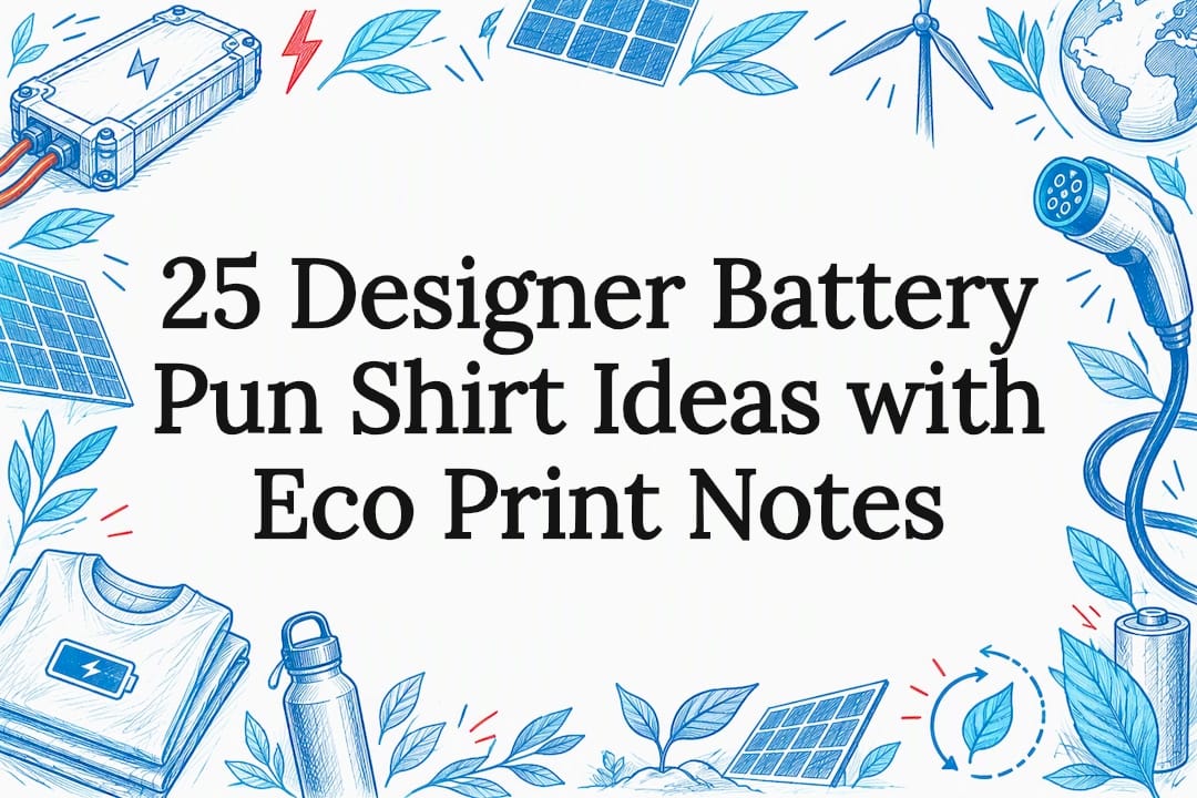 Battery pun shirt title card illustration