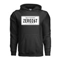 Front of the black Wattz Good ZERO26T License Plate EV hoodie