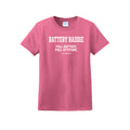 Battery Baddie women's EV graphic t-shirt in neon pink