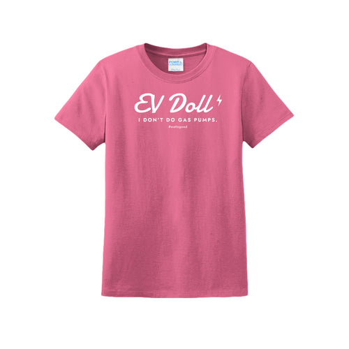 EV Doll women's EV graphic t-shirt in neon pink