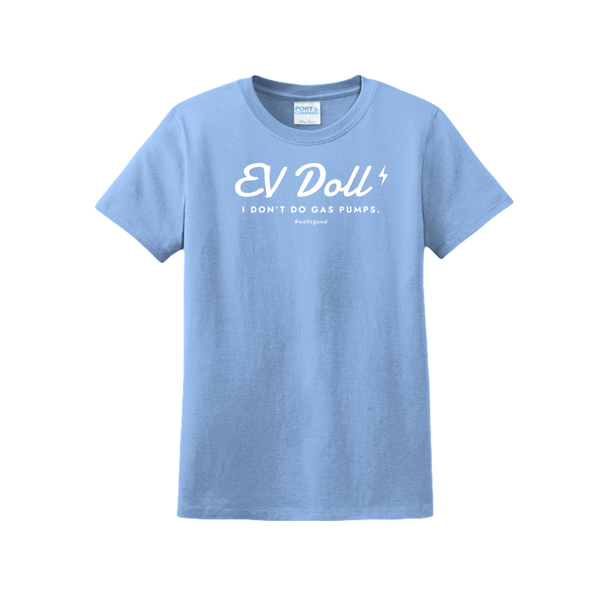EV Doll women's EV graphic t-shirt in light blue